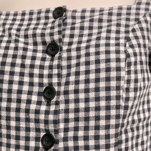 URBAN OUTFITTERS Rita Gingham Flutter Sleeve Button Cropped Top Womens Large - Picture 7 of 14
